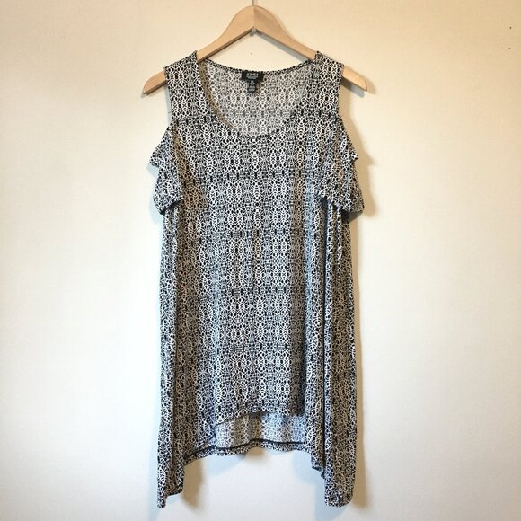 Jones New York Off the Shoulder Coastal Handkerchief Hem Top - Picture 1 of 15